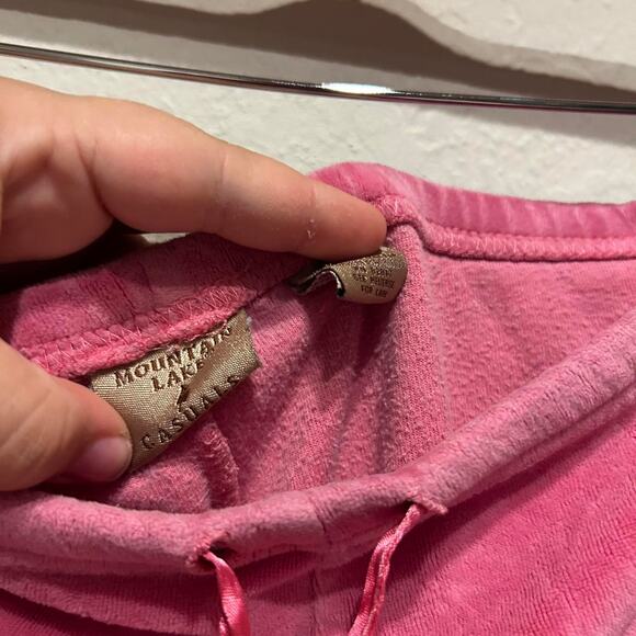 Vintage 90s/Y2K Pink velvet velour sweatpants with drawstring waist - Picture 5 of 8